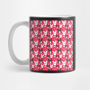 FRENCHIE French Bulldog Pattern in Red Fun Frenchies Paw Prints and Bone Print Mug